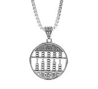 ZXQUEGF Round Metal Silver Color Abacus Necklace Lucky Counting Frame Tool Wealth Pendant Amulet Best Wish Punk Rock Long Chain