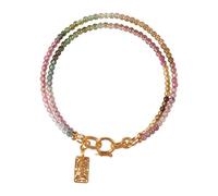 ZXQUEGF S925 Sterling Silver Jadeite Bracelet,Prehnite Candy Color Tourmaline Double Strand Enamel 6mm Round Beads, Charming Gift for Her on Valentine's Day