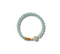 ZXQUEGF S925 Sterling Silver Jadeite Bracelet,Prehnite Candy Color Tourmaline Double Strand Enamel 6mm Round Beads, Charming Gift for Her on Valentine's Day