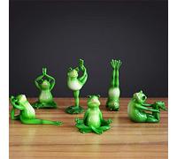 ZXQUEGF Sculptures Statues And Set Of 6Pcs Yoga Frogs Figurines Miniature For Desktop Resin Home Decoration Accessories Modern Living Room-Green