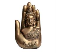 ZXQUEGF Sculptures Statues Ornaments Figurine Collectible Buddha Sitting In Hand Statue Resin Lao Thai Buddhist Figurines Home Decor Zen Buddha-Gold