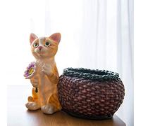 ZXQUEGF Sculptures Statues Ornaments Figurine Collectible Figurines Creative Pot Resin Kitten Squirrel Bird Flower Garden Courtyard Balcony Desktop Decoration-Sze:_24.5Cm*1_3Cm*20Cm