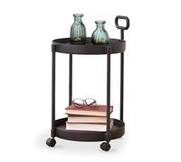 ZXQUEGF Side Table with Wheels, 2 Tier Waterproof Circle Accent Table, Accent Coffee Table Tea Table, Snack Table, Bedside Table for Nursery Bedroom Balcony Office, White