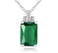 ZXQUEGF Silver Color Necklaces Women Emerald Cut Created Pendant Solid Not Include the Chain