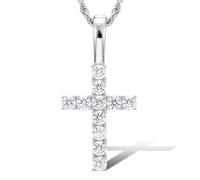 ZXQUEGF Silver Moissanite Set Bling Ice Out Solid Cross Pendants Necklaces for Men Women Rapper Jewelry Gift