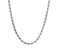 ZXQUEGF Silver Rope Chain Necklace, 2.8mm Width, 60cm Length, 925 Silver Twisted Personalized and trendy men's and women's collarbone chain, retro twisted hemp rope chain