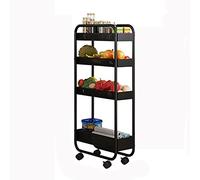 ZXQUEGF Slim Storage Cart with Mesh Shelves, Black, Compact and Stylish for Kitchen, Bathroom and Bedroom