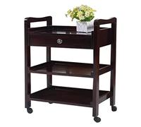 ZXQUEGF Solid Wood Kitchen Cart with Three-Tier Storage and Wheels for Multi-Functional Home, Hotel, Beauty Salon Serving and Organization