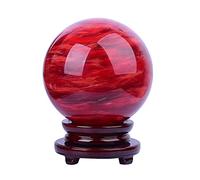 ZXQUEGF sphere Natural Red Crystal Cinnabar Feng Shui Desktop Ornaments Living Room Office Study Home Decoration Fortune Telling Witchcraft Gazing Size 4.72in)