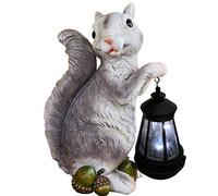 ZXQUEGF Squirrel Garden Statues and Figurines Outdoors,Solar Powered LED Decor Garden Light for Patio Yard Art Decor Lawn Ornaments (B)