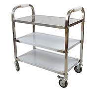 ZXQUEGF Stainless Steel Bar Cart with Wheels and Shelves - Compact Kitchen Storage Solution