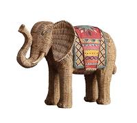 ZXQUEGF Statue Decoration Animal Sculpture Ornament Home Elephant Imitation Rattan Craft Resin Ornaments Porch Living Room Hotel Holder Desktop Office Decor Size L
