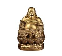 ZXQUEGF Statue Indoor Maitreya Ornaments Sitting Lotus Big Belly Laughing Buddha Office Home Living Room Brass Decorations Meditation Decoration(Size:M)