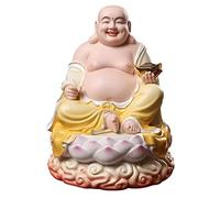 ZXQUEGF Statue Indoor Zen Ceramic Big Belly Maitreya Laughing Whole Hall Buddhist Household Enshrining God to Keep Lucky Buddha Statues Safe Meditation Decoration