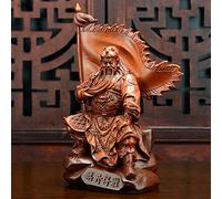 ZXQUEGF Statue Mythology figure Guan Gong statue，Imitation wood resin process，Modern art sculpture，High-end statue，Direct sales Feng Shui Decor Home Office Decoration