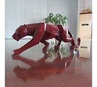 ZXQUEGF Statue Stunning Garden Ornament Leopard Resin Ornaments Geometric Animal Figure Statue Home Decoration Accessories Gifts Crafts 48 X 10.5 X 15CM (Color : Red)