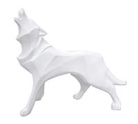 ZXQUEGF Statue Stunning Garden Ornament Wolf Dog Ornaments Abstract Animal Figure Statue Geometric Resin Home Decoration Accessories Gifts Crafts (Color : White)