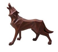 ZXQUEGF Statue Stunning Garden Ornament Wolf Dog Ornaments Abstract Animal Figure Statue Geometric Resin Home Decoration Accessories Gifts Crafts (Color : Red)