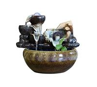 ZXQUEGF Tabletop Fountains Indoor Desktop Fountain Flowing Circulating Water Fountain Ceramic Rockery Lucky Wheel Ornament Living Room Desktop Ornament Indoor Waterfall Feature