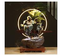 ZXQUEGF Tabletop Fountains Tabletop Fountain Ceramic Desktop Fountain with Lamp Ring Chinese Desktop Flowing Water Ornament Office Home Decoration Indoor Waterfall Feature (C)