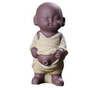 ZXQUEGF Tea Pet Kongfu Monk Figurine Tea Ceremony Accessory Zen Garden Tray Decoration Miniature Ornaments Small Buddha Figurine Small Buddha Statue Cute Monks Statue Yellow Purple Clay