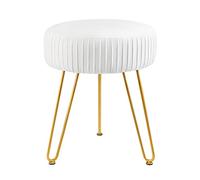 ZXQUEGF Velvet Round Footrest Stool with Gold Legs, Upholstered Makeup Stool, Stylish Footrest for Bathroom and Dressing Table, Chic Decorative Accent.