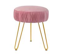 ZXQUEGF Velvet Round Footrest Stool with Gold Legs, Upholstered Makeup Stool, Stylish Footrest for Bathroom and Dressing Table, Chic Decorative Accent.