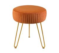 ZXQUEGF Velvet Round Footrest Stool with Gold Legs, Upholstered Makeup Stool, Stylish Footrest for Bathroom and Dressing Table, Chic Decorative Accent.