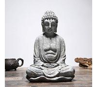 ZXQUEGF Vintage Sitting Buddha Statue Zen Gesture Thai Buddha Figurine Home Office Outdoor Garden Decoration Ornament Crafts,Light Grey