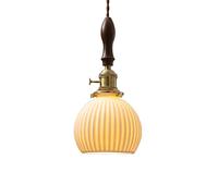 ZXQUEGF Walnut Japanese Pendant Lights Vintage Ceramic Full Brass Hanging Light Fixtures Bedroom Bedside Chandelier Cafe Brass Single Ceiling Pendant Lamp Star of Light