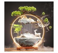 ZXQUEGF Waterfall Fountain Tabletop Fountain Ceramic Lucky Flowing Water Ornament Desktop Circulation Fountain Office Desktop Decoration Tabletop Fountains (C)