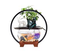 ZXQUEGF Waterfall Fountain Tabletop Fountain Water Fountain Ornament with Glass Fish Tank Office Desktop Decoration Home Lucky Ornament Tabletop Fountains (A)