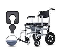 ZXQUEGF Wheelchair, Toilet Chair Commode with a Wheel Chair, Wheelchair Shower Transport Chair Disabled Toilet Stool Folding Mobile Toilet