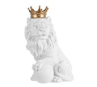 ZXQUEGF Wild Animal Figurine 1pc Crown Lion Ornament Cement Model Resin Office White Outdoor Toys