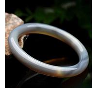 ZXQUEGF Women'S Bracelet, Jade Bangles, Natural Vintage Gray Agate Bangle Bracelet, Chinese Style Bracelet, Feng Shui Jewelry, For Mother To Girlfriend, With Jewelry Box,60