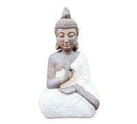 ZXQUEGF Zen Blue and White Statue Handmade Magnesium Oxide Sitting Buddha Sculpture Ornament Garden Landscape Decoration