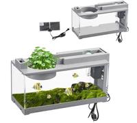 ZXQYMBG Fish Tank, Aquarium Starter Kit With Air Pump And Light, Desktop Small Aquarium, Decorative Retro Quiet Fish Tank For Betta Fish, Shrimp, Goldfish