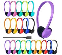 ZXQZYM USB C Headphones Bulk 20 Pack for Classroom School Kids,USB Type C Headphones Class Set Compatible with Pad Smartphones Tablet Travel Computer Mixed Colors
