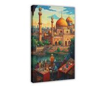 ZXRAF Ancient India's Vibrant Cities Canvas Poster Bedroom Decor Landscape Office Room Decor Gift 08x12inch(20x30cm)
