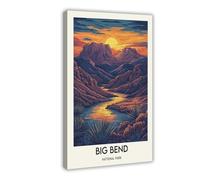 ZXRAF Big Bend National Park Retro Poster Canvas Poster Bedroom Decor Landscape Office Room Decor Gift 08x12inch(20x30cm)