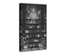 ZXRAF Black Cat Library Canvas Poster Wall Art Decor Print Picture Paintings for Living Room Bedroom Decoration 08x12inch(20x30cm)