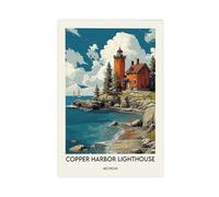 ZXRAF Copper Harbor Lighthouse Poster Canvas Poster Wall Art Decor Print Picture Paintings for Living Room Bedroom Decoration 20x30inch(50x75cm)