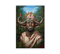 ZXRAF Frida Kahlo Buffalo Art Canvas Poster Wall Art Decor Print Picture Paintings for Living Room Bedroom Decoration 08x12inch(20x30cm)