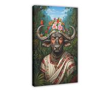 ZXRAF Frida Kahlo Buffalo Art Canvas Poster Wall Art Decor Print Picture Paintings for Living Room Bedroom Decoration 08x12inch(20x30cm)