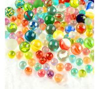ZXShow Pack of 200 Glass Marbles without Hole Glass Marbles Colourful 10 mm 16 mm Glitter and Colourful Decorative Balls for DIY Crafts Aquarium Children Play Large Pack Glass Marbles for Decoration
