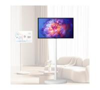 ZXSMYY Portable Smart Touchscreen TV with Stand, 1080P Large Display, Built-in 5-8h Battery, 360° Swivel Rolling Stand, with Camera, Remote, and App Access, Move Freely(8+128GB,27in)