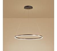 ZXSRGDHX Single Ring LED Pendant Light Nordic Modern Circle Chandelier Adjustable Hanging Lamps for Living Room Kitchen Island Dining Table(80cm, 50W,Brown, Dimmable)