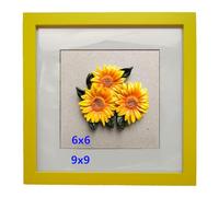 ZXT-parts 9x9 Picture Frame Wood with Mat 6x6 Opening. Tempered Glass Panel, Sturdy and not Easily Broken.Solid Wood Yellow Color Frame.Wall and Table.