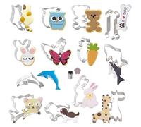 ZXTGBQ 14 Pcs Animal Cookie Cutters Stainless Steel Biscuit Cutter Mould Set Cartoon Biscuit Cutter Mould Set for Baking, Fondant, Kids, Parties and Holiday Treats
