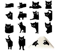ZXTGBQ 14pcs Black Cat Magnetic Bookmarks, Reading Page Clips Set, Funny Book Marker Clip, Black Cute Cat Designs, Perfect Gifts for Students Teacher, Book Lovers, Kids, Women, Men